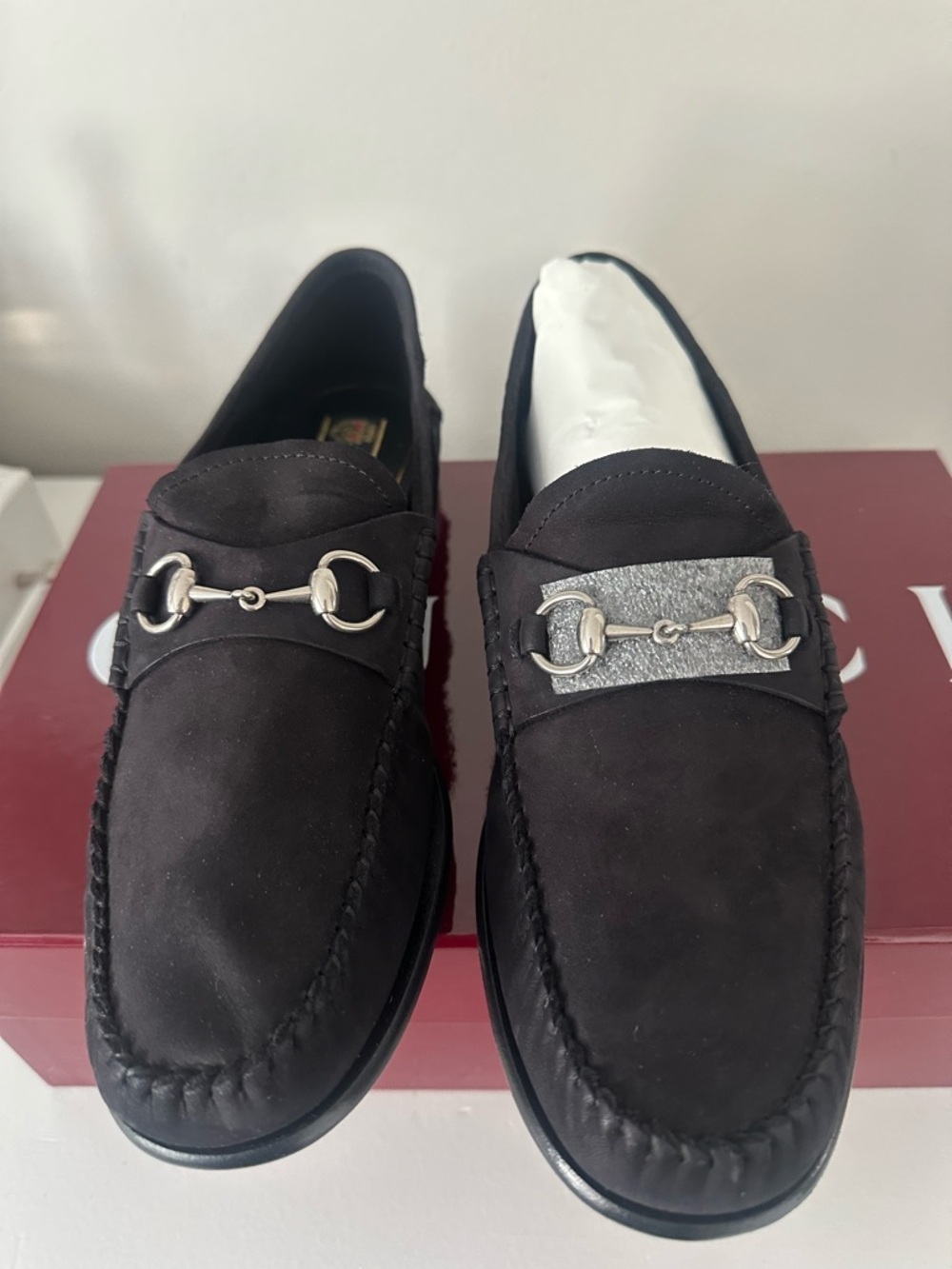 GUCCI Nubuck Womens Horsebit Loafers 39.5 Black - Picture 3 of 7
